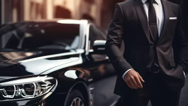 Boston’s Leading Limo Provider for Luxurious and Reliable Transportation A well suited chauffeur in front of a black car