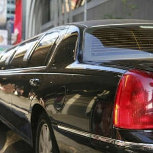 Black stretch limousine for Logan Airport service Black stretch limousine for Logan Airport service