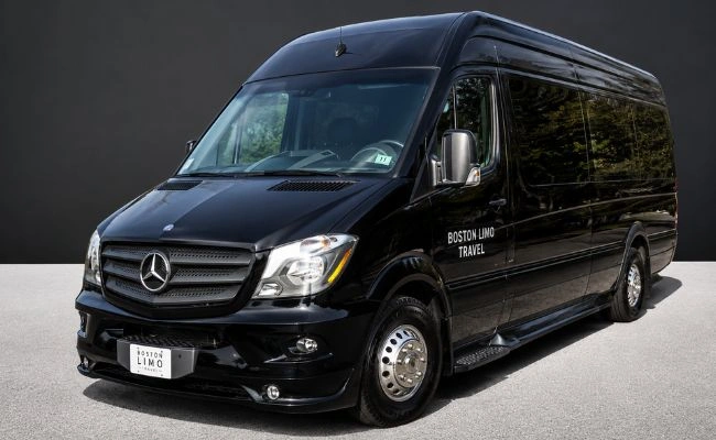 Black Mercedes Benz Sprinter van for luxury group transportation
